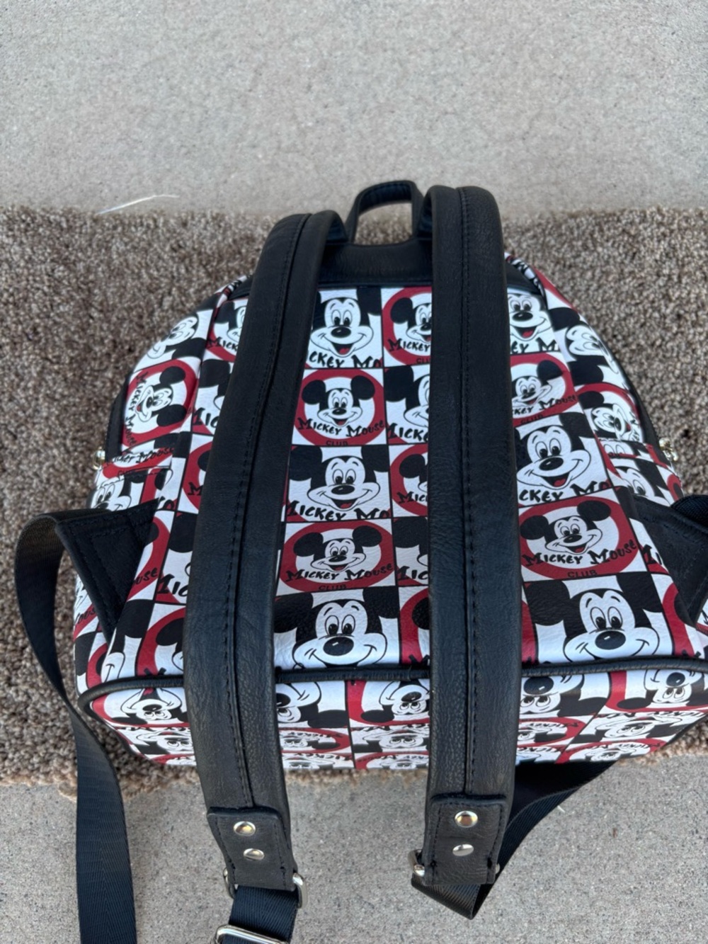 Loungefly Mickey Mouse Checkerboard Mini Backpack in Red, Black & White - Picture 2 of 4